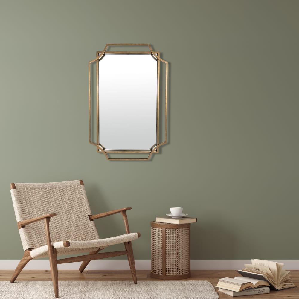 Miroir art déco en métal doré 60x90cm - Maisons du Monde