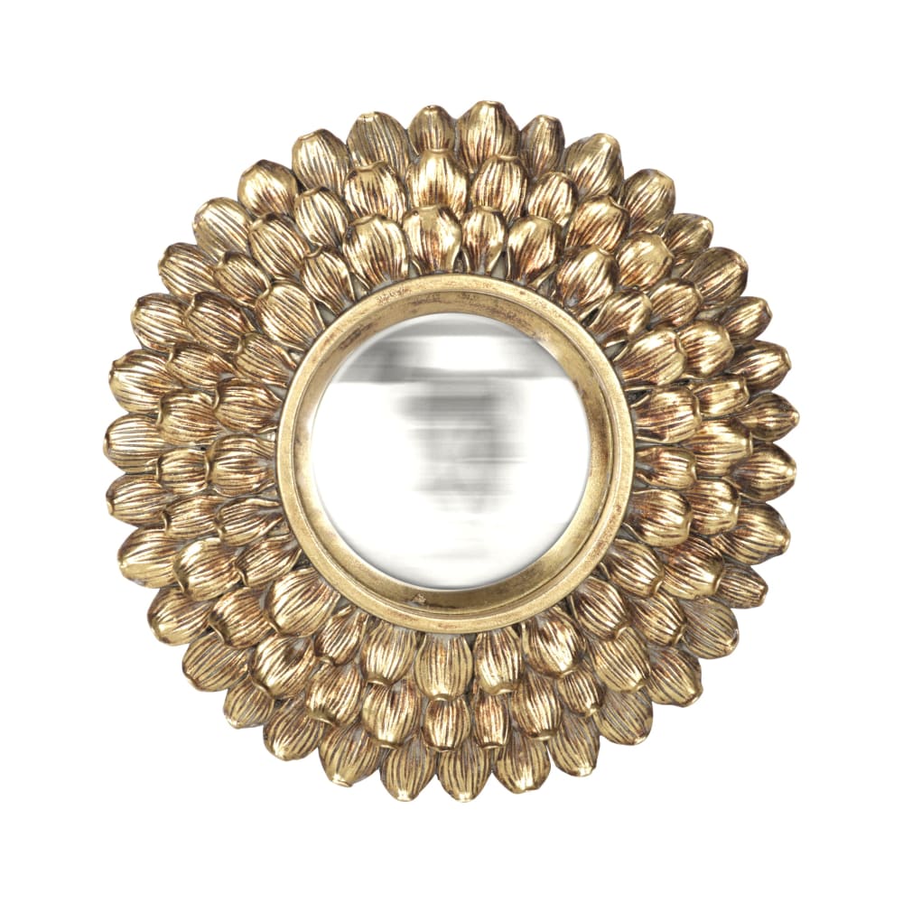 EMDE Miroir convexe pétales 20cm dore Doré Résine