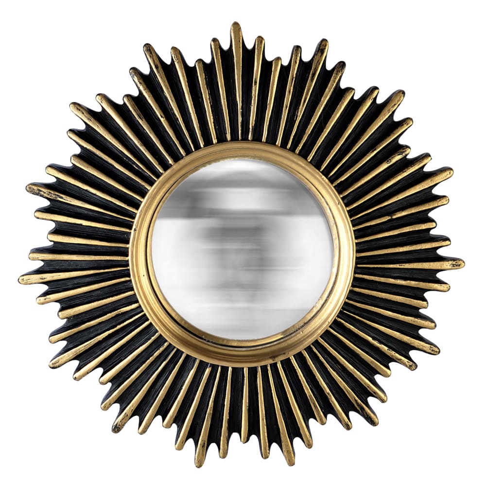 Miroir soleil convexe noir et doré 20cm