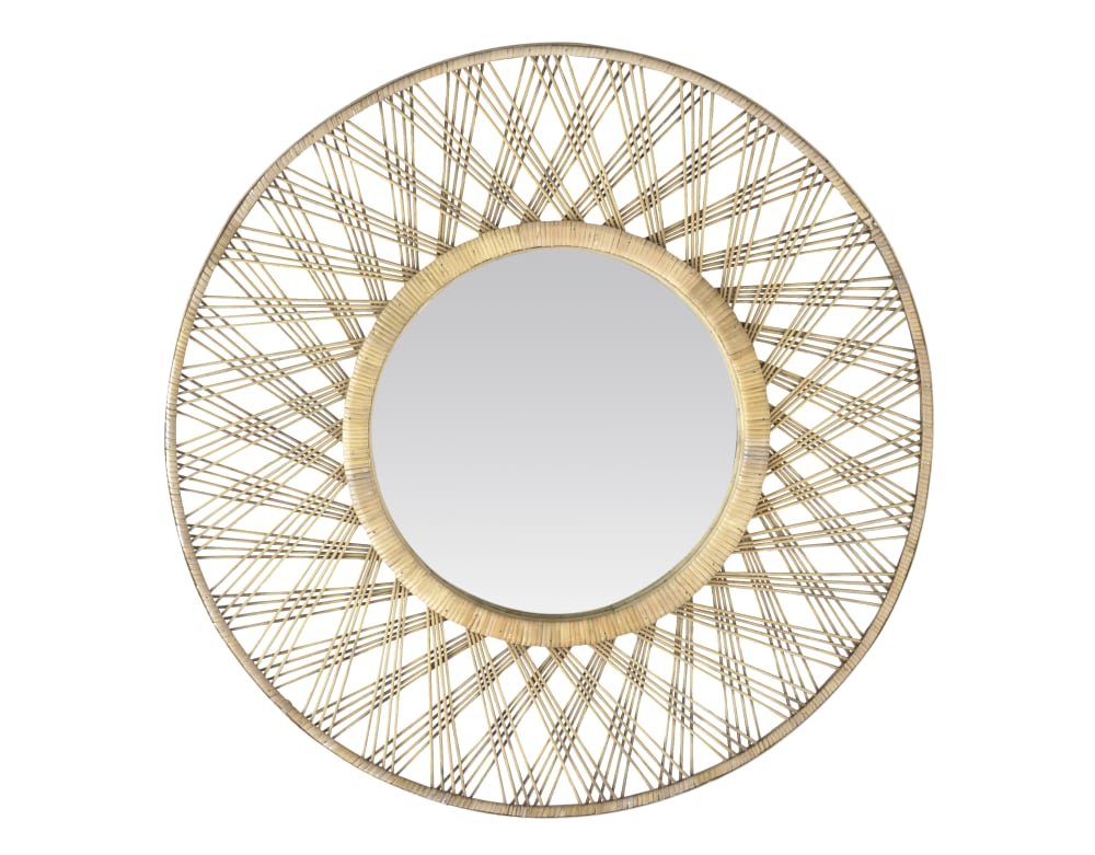 Miroir rond en bambou naturel 80cm