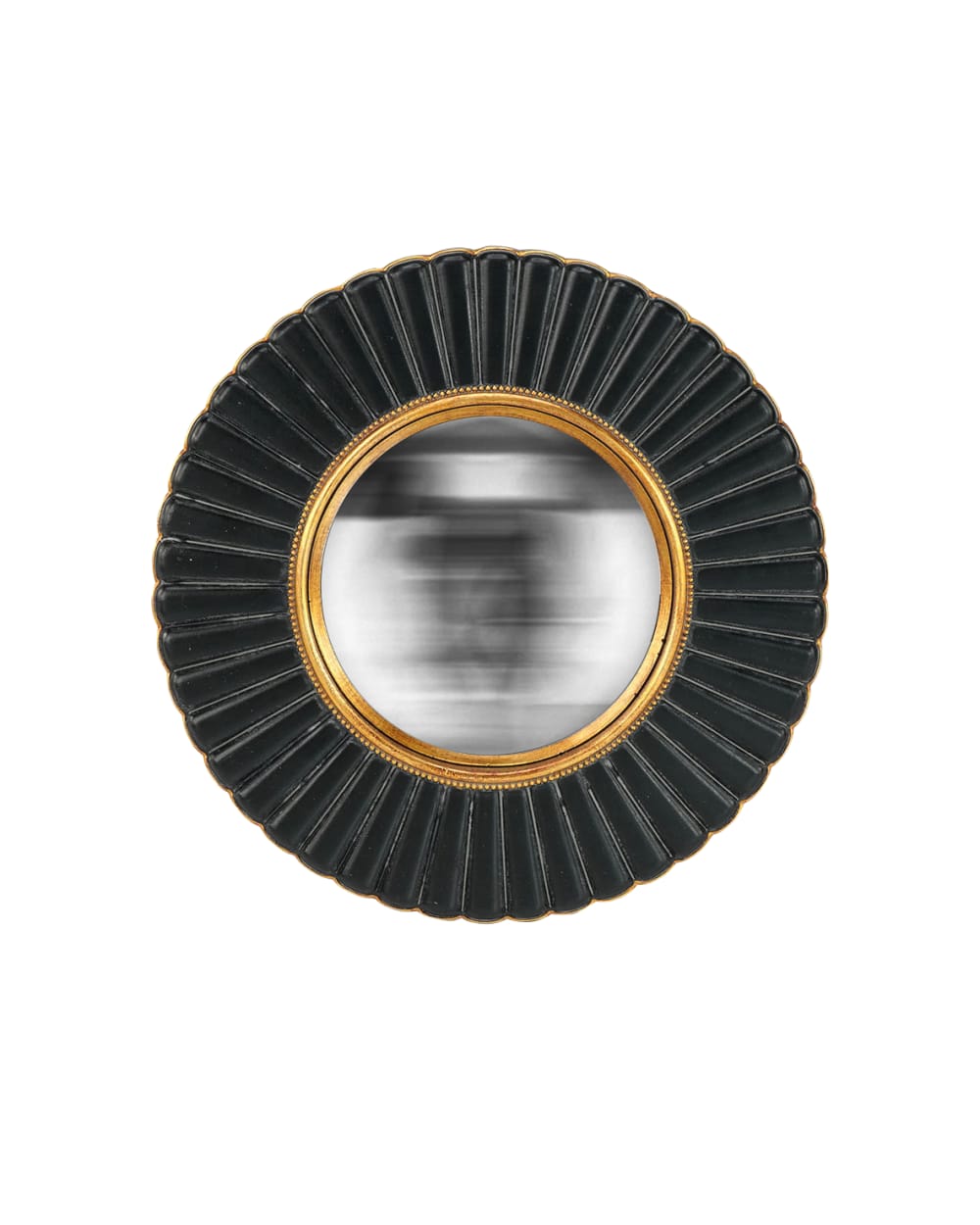 Miroir fleur convexe noir et doré 26cm