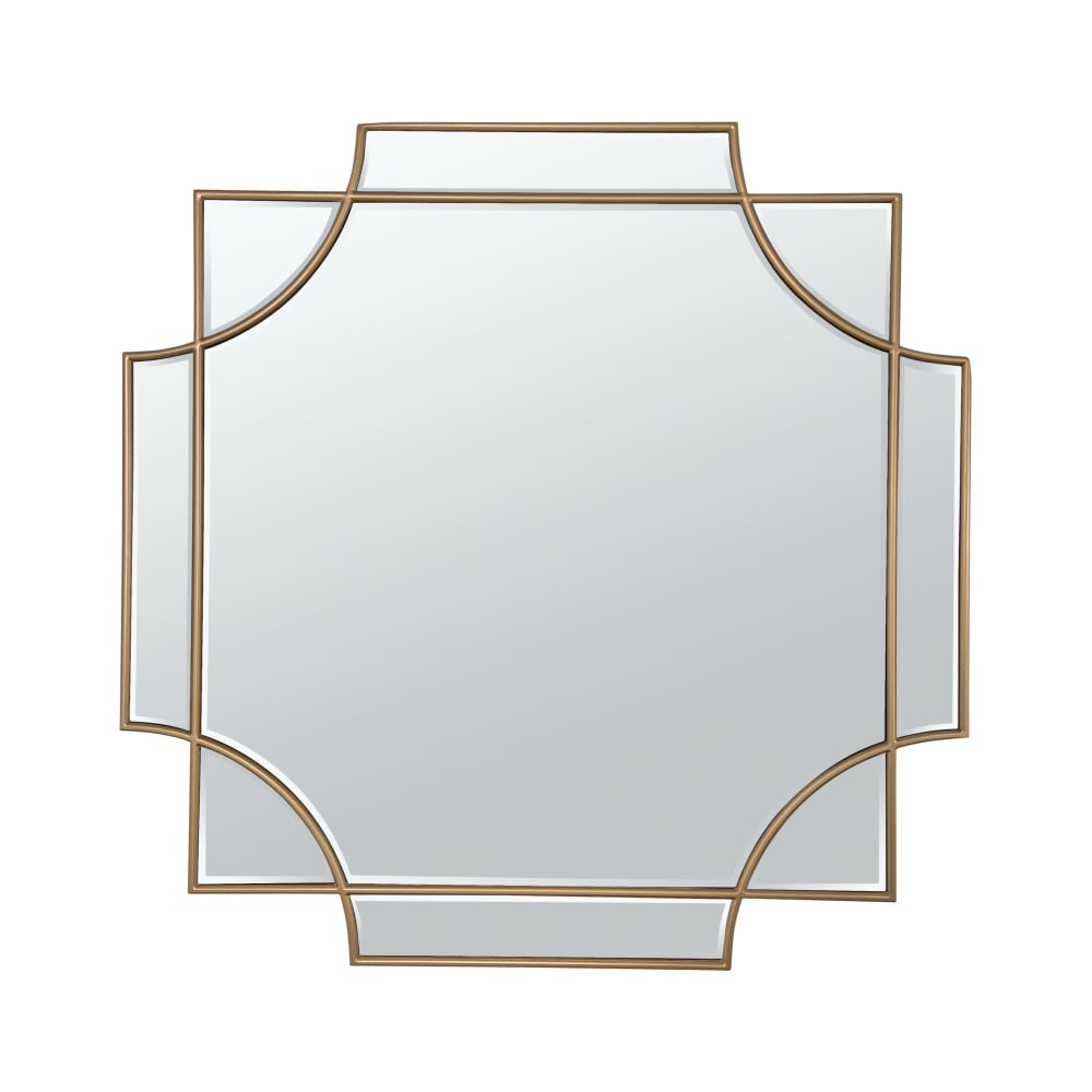 EMDE Miroir art déco 80x80cm dore Doré Bois