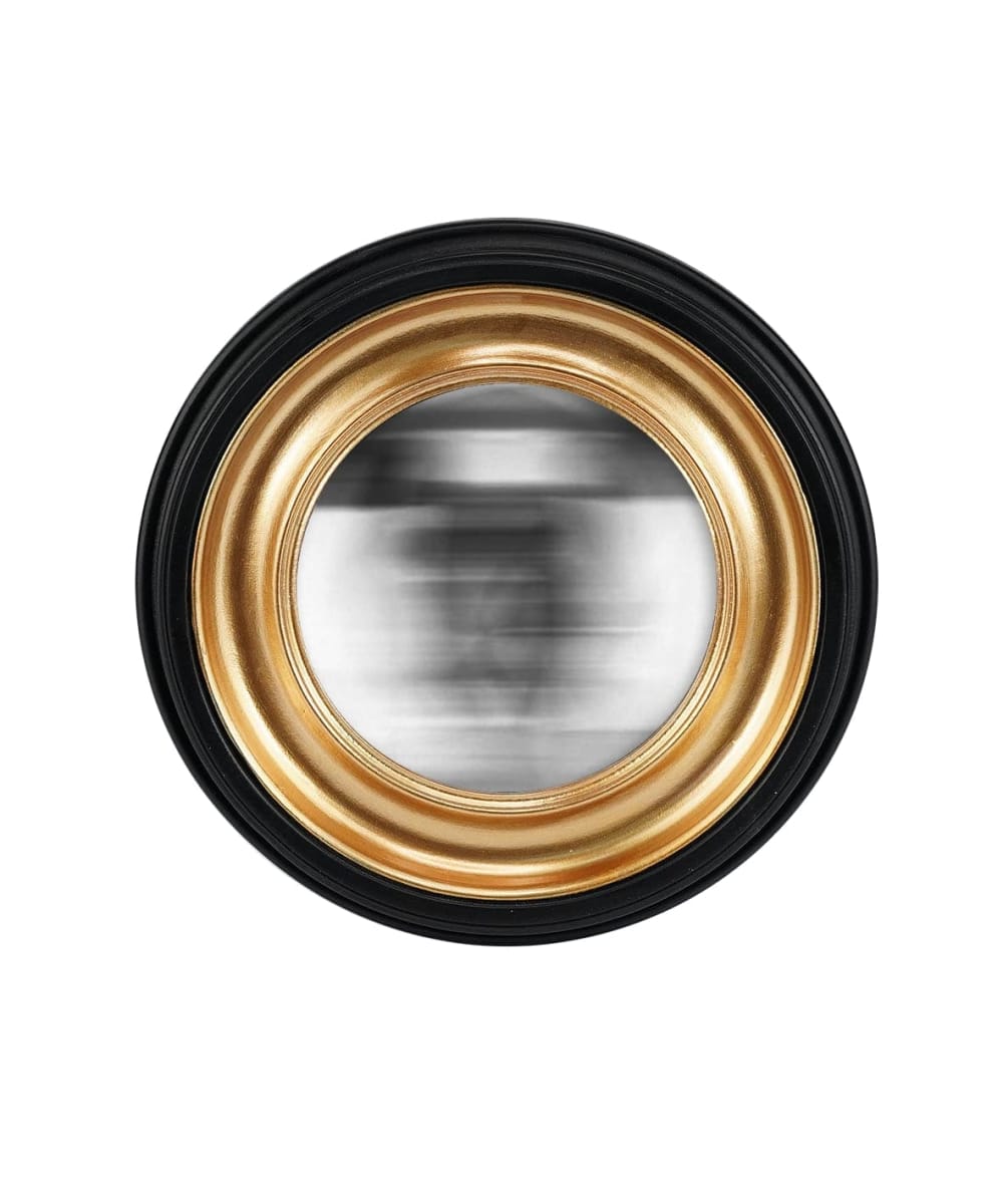 Miroir convexe rond noir halo doré 23,5cm