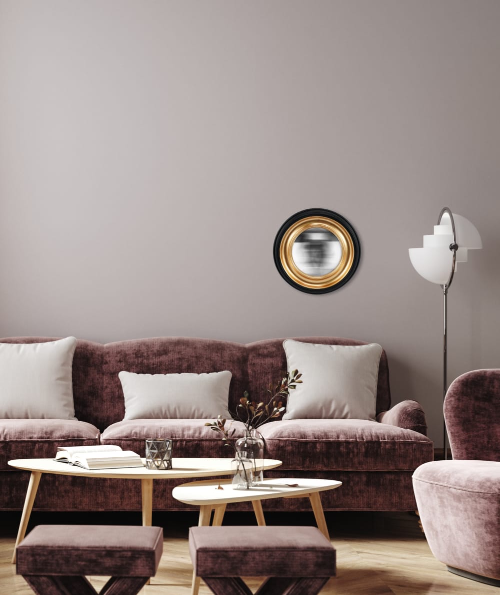 Miroir convexe rond noir halo doré 23,5cm - Maisons du Monde