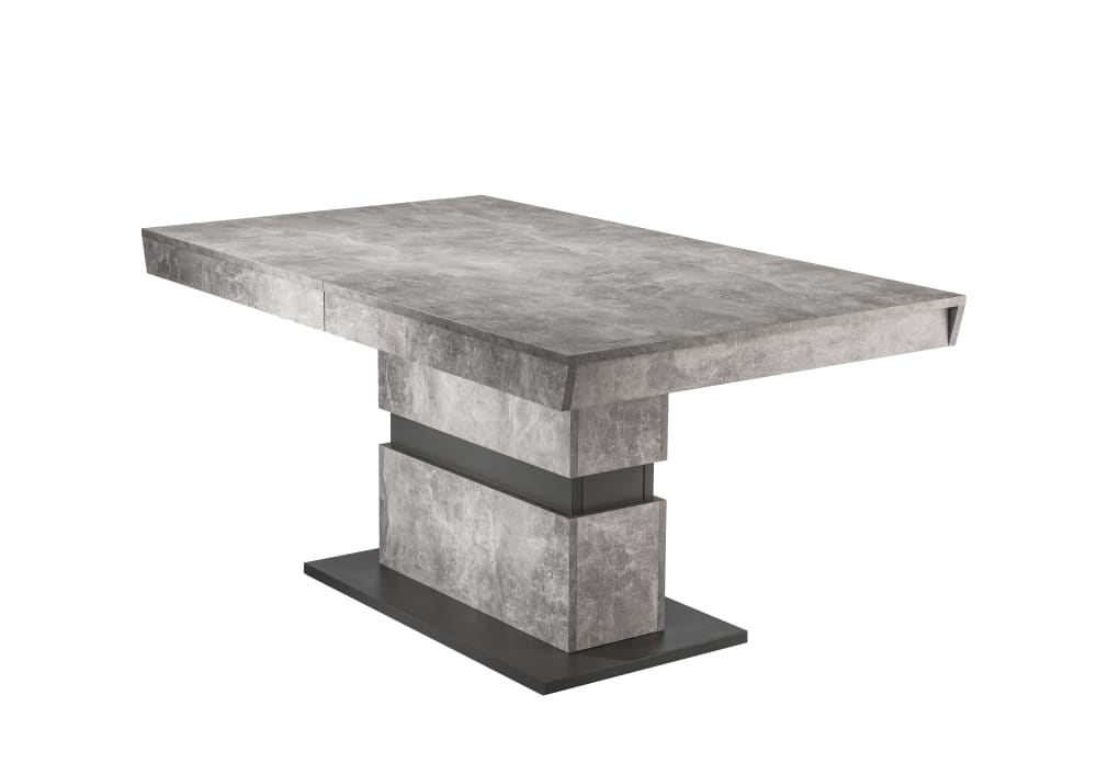 Esstisch in Beton-Optik mit Auszug, B160-215 x T 90 cm, grau -