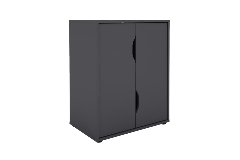 ByLiving Aktenschrank mit 2 Türen, B 60, H 76,5, T 37 cm, anthrazit style modern Schwarz Spanplatte