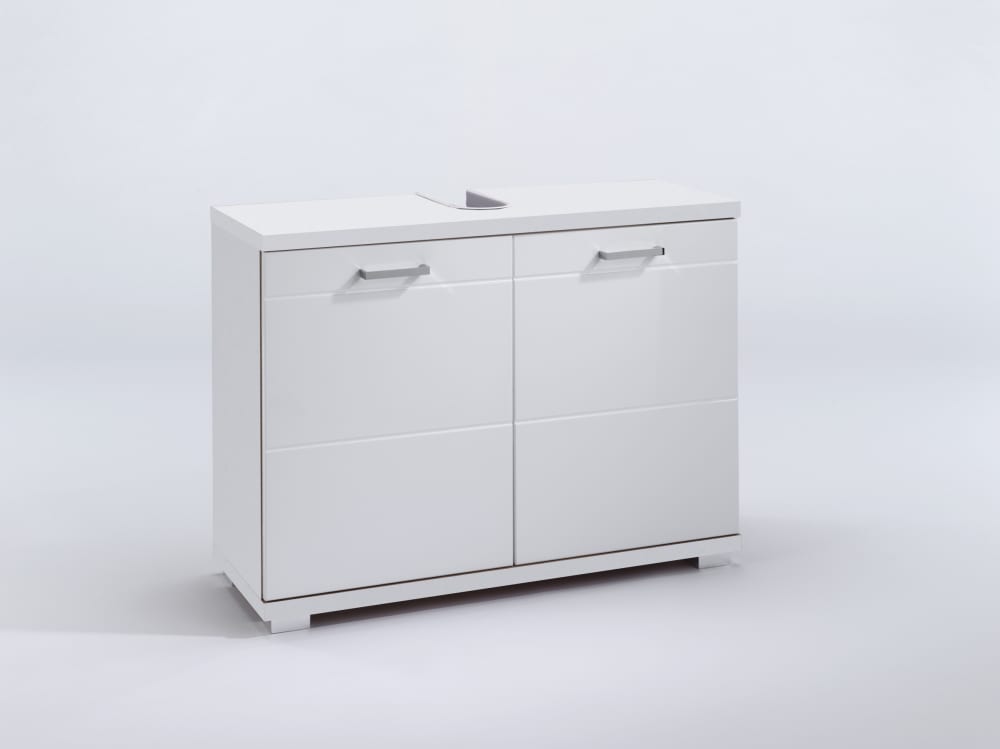 Waschbeckenunterschrank mit Hochglanz Front, B 80 cm, weiß -
