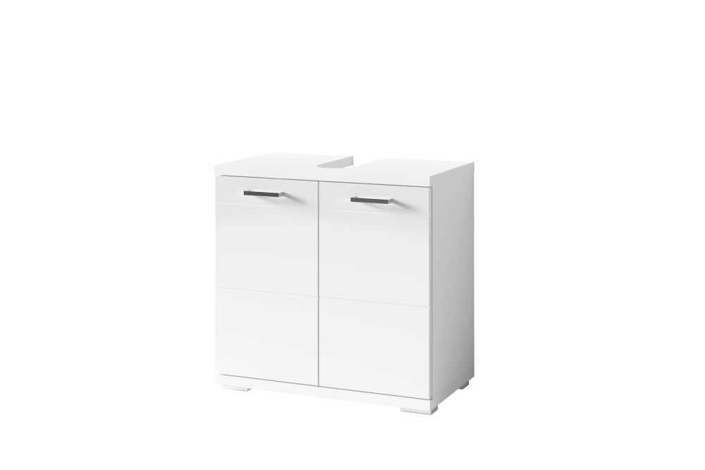 Waschbeckenunterschrank mit Hochglanz Front, B 60 cm, weiß -