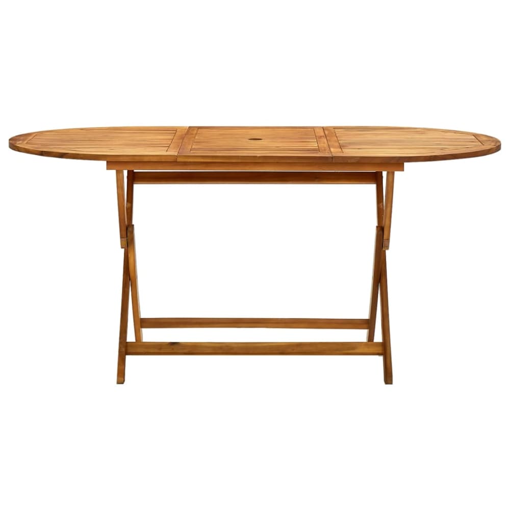 Table de jardin pliable bois d'acacia massif beige 160x85x75 cm
