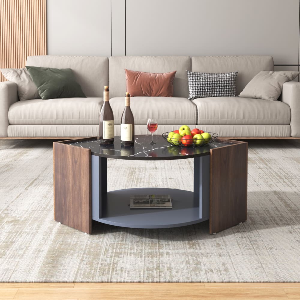 Couchtisch in Marmoroptik, Schwarz - Maisons Du Monde