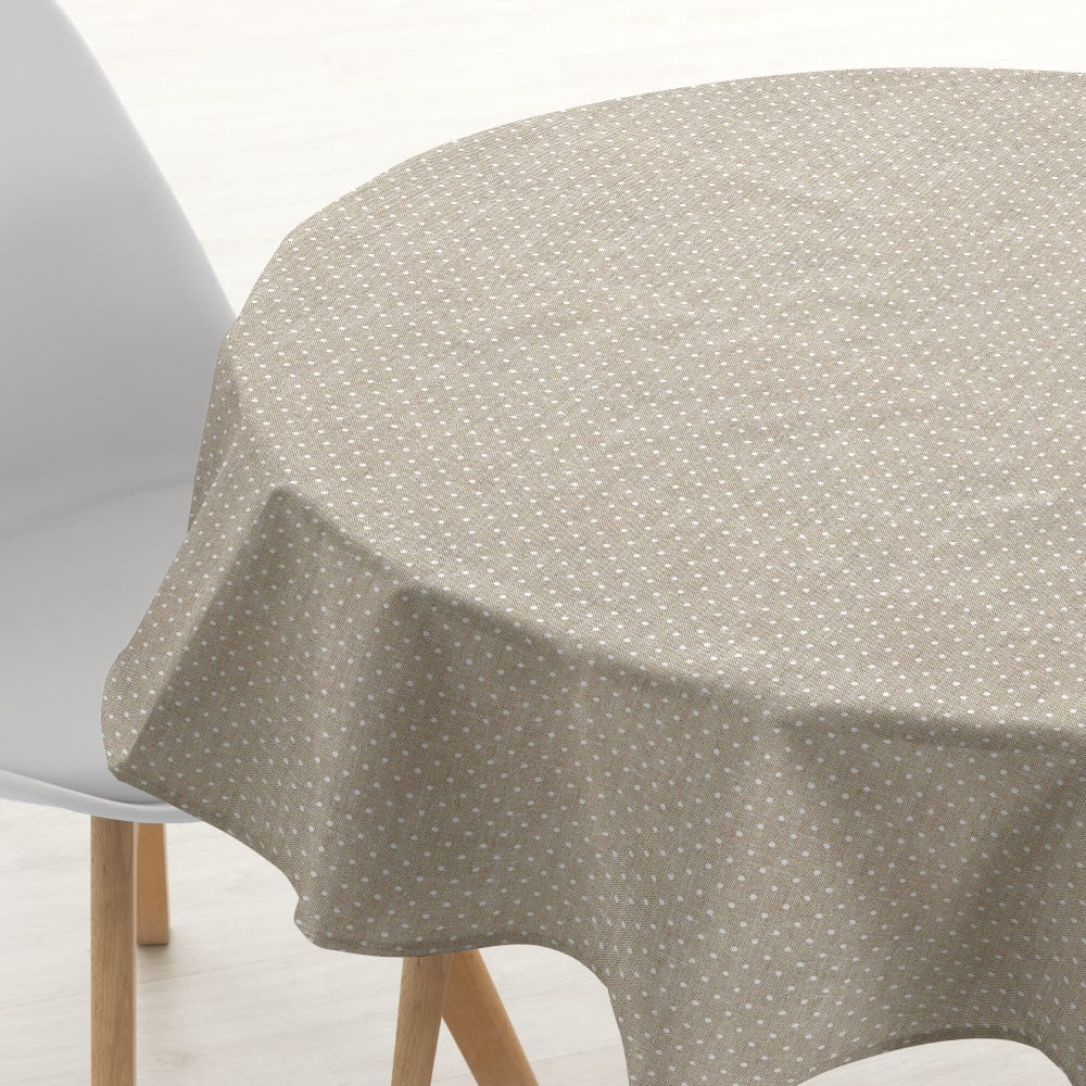 Runde Fleckenschutz-Tischdecke 100 % Baumwolle Beige 180 cm -