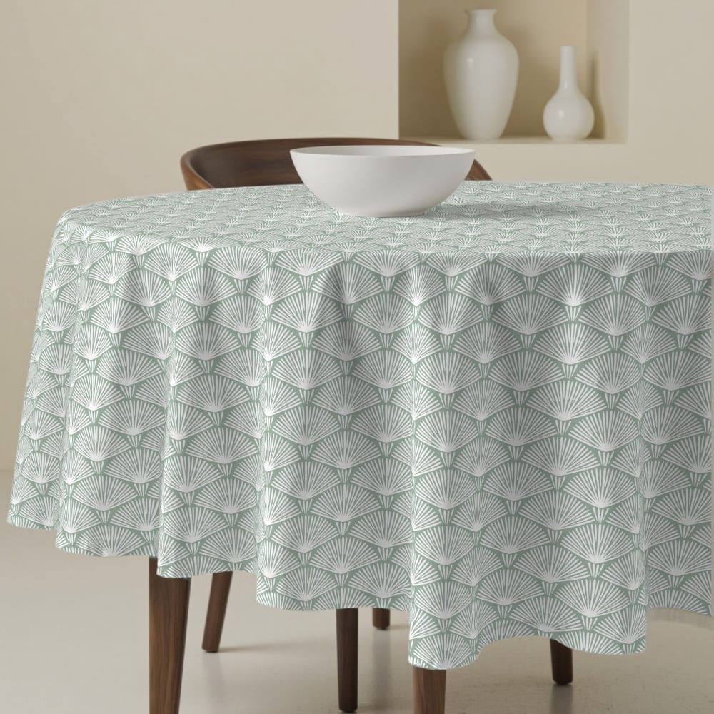 Muare Home Runde Fleckschutz-Tischdecke aus 100 % Baumwolle Blau 190 cm style modern Blau Baumwolle