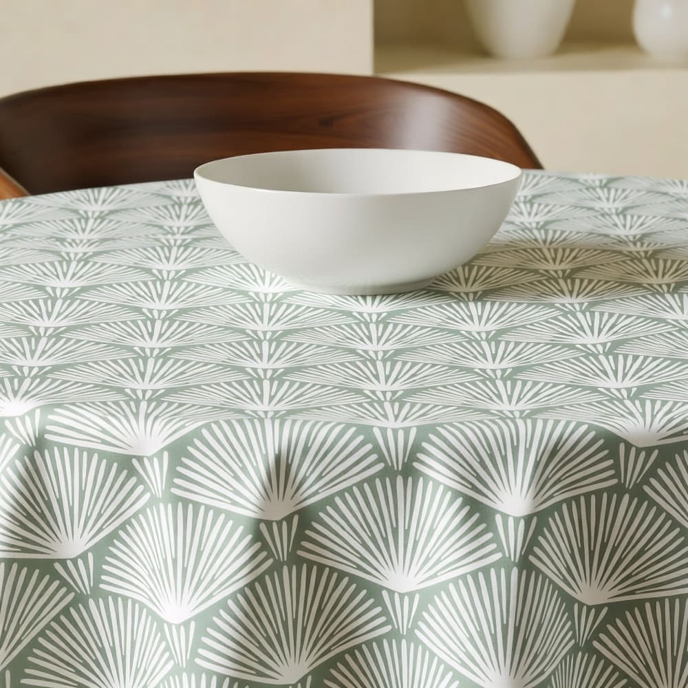 Runde Fleckschutz-Tischdecke aus 100 % Baumwolle Blau 190 cm -