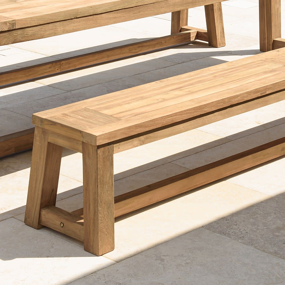 Banc de jardin 270x35cm en teck recyclé couleur naturelle - Maisons du Monde