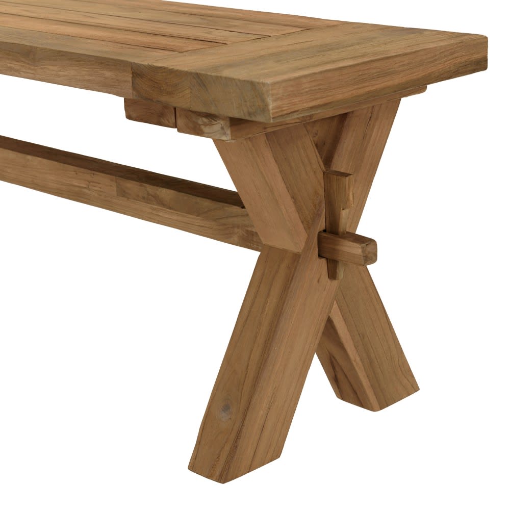 Banc de jardin 270x35cm en teck recyclé, pieds croisés - Maisons du Monde