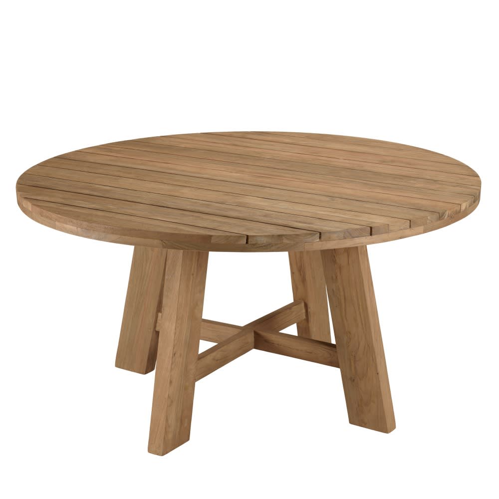 Table à manger de jardin ronde teck recyclé D150