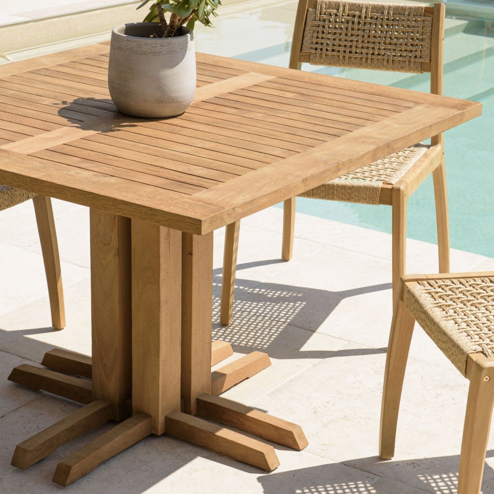 Table à manger jardin carrée 110x110cm teck recyclé