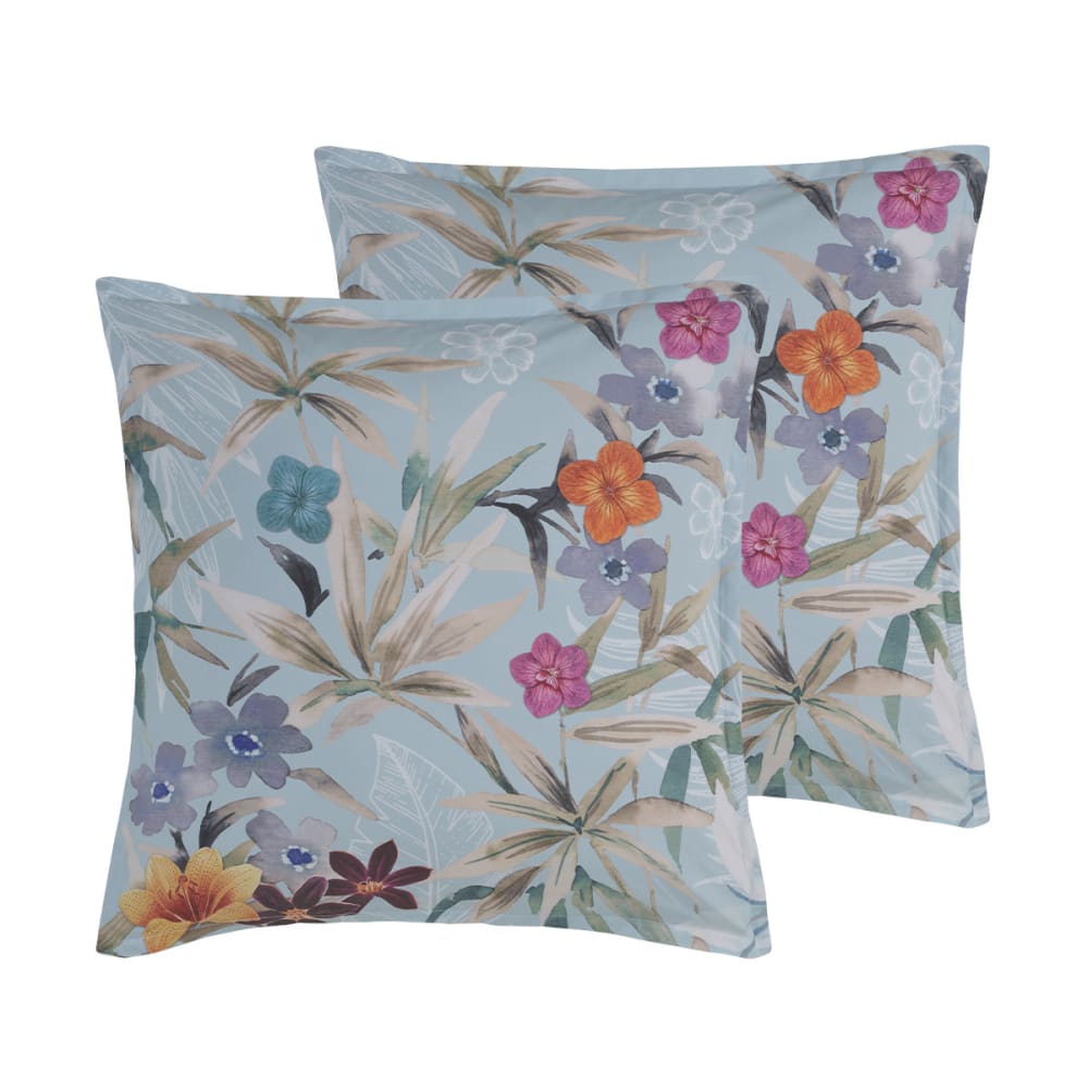 Llot de 2 taies d'oreillers en percale de cot bleu arctic 65x65 cm