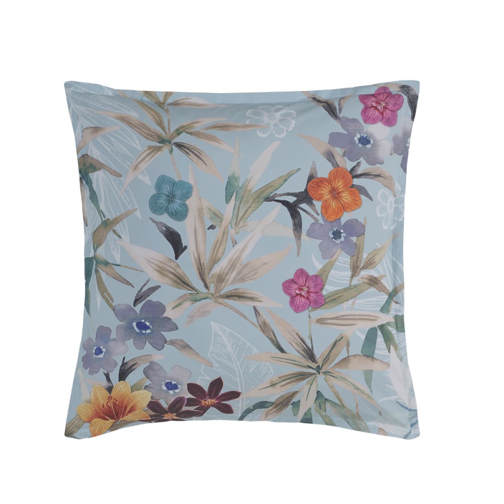 Llot de 2 taies d'oreillers en percale de cot bleu arctic 65x65 cm - Maisons du Monde