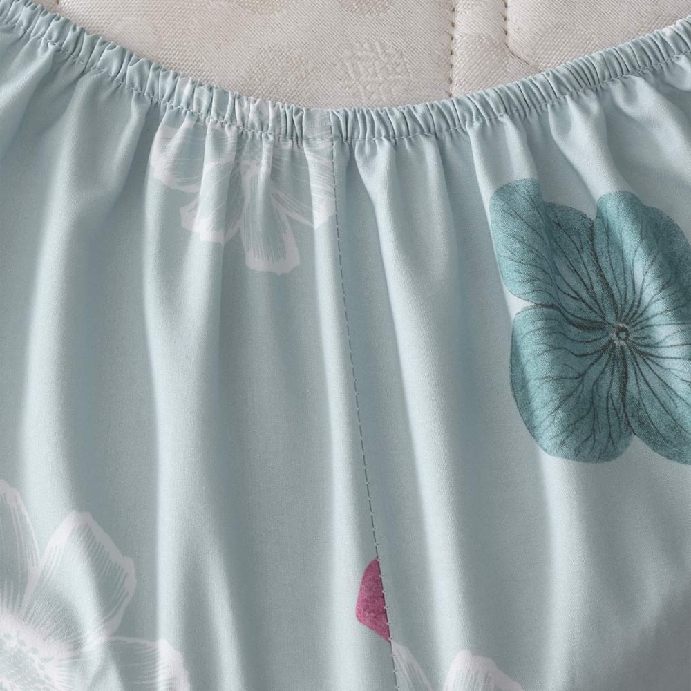Drap housse en percale de coton bonnet 30 cm bleu arctic 180x200 cm - Maisons du Monde