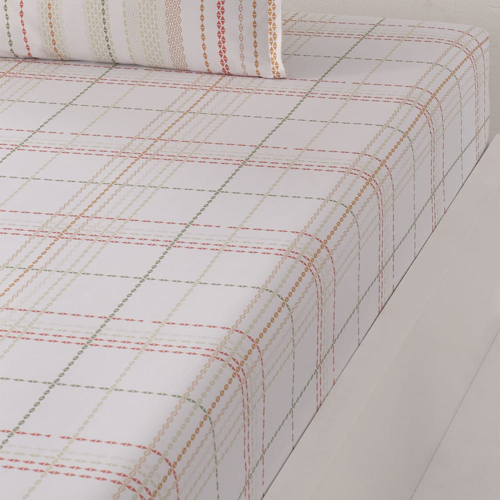 Drap housse en percale de coton bonnet 30 cm  blanc 140x190 cm