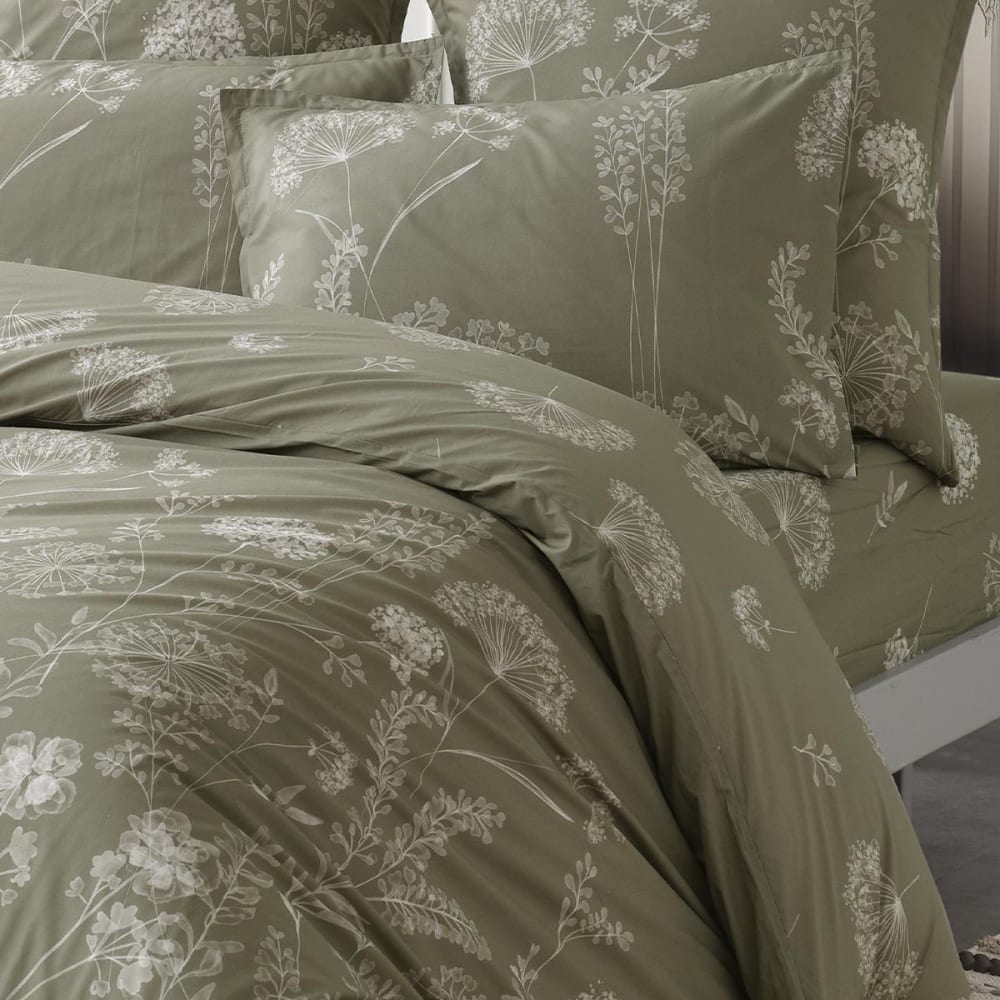 Hhousse de couette en percale de coton sauge 200x200 cm - Maisons du Monde