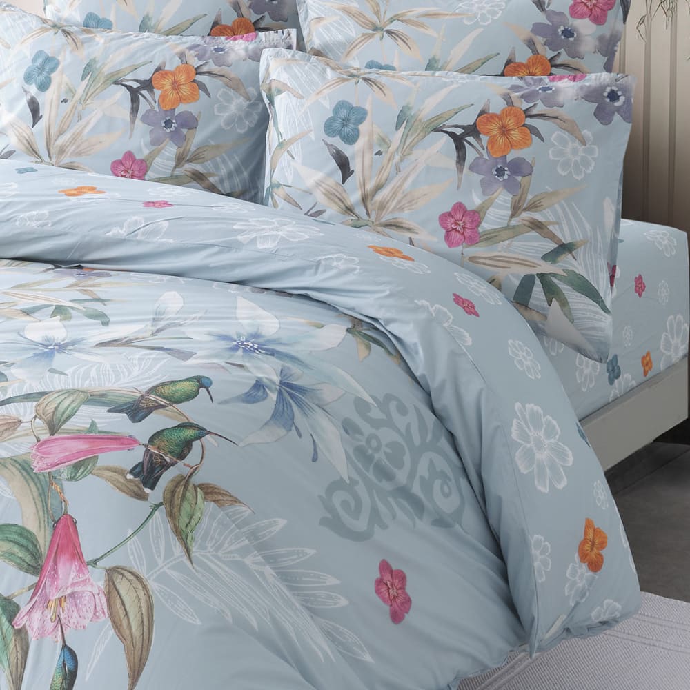 Housse de couette en percale de coton bleu arctic 240x220 cm - Maisons du Monde