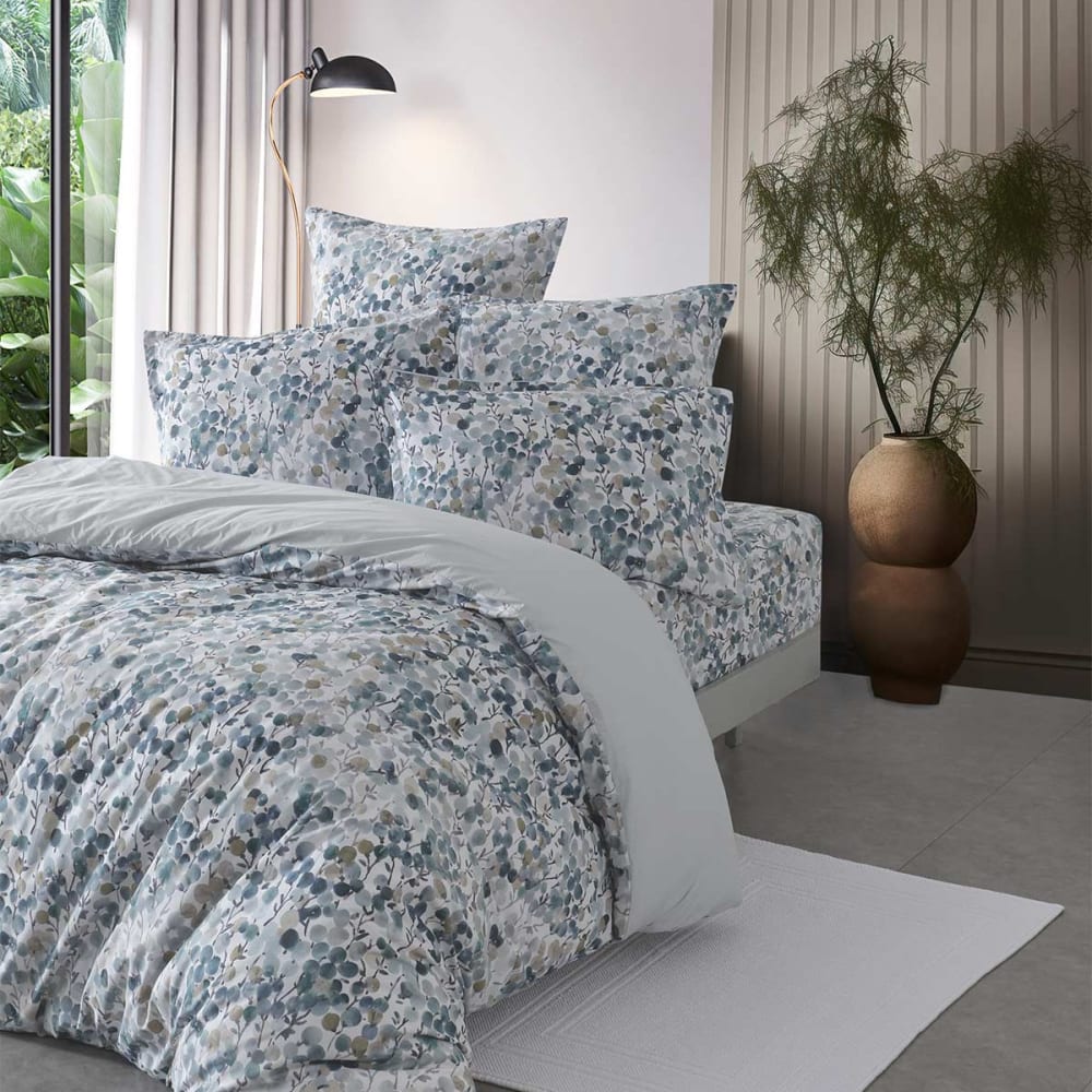 Housse de couette en percale de coton  bleu artic 200x200 cm