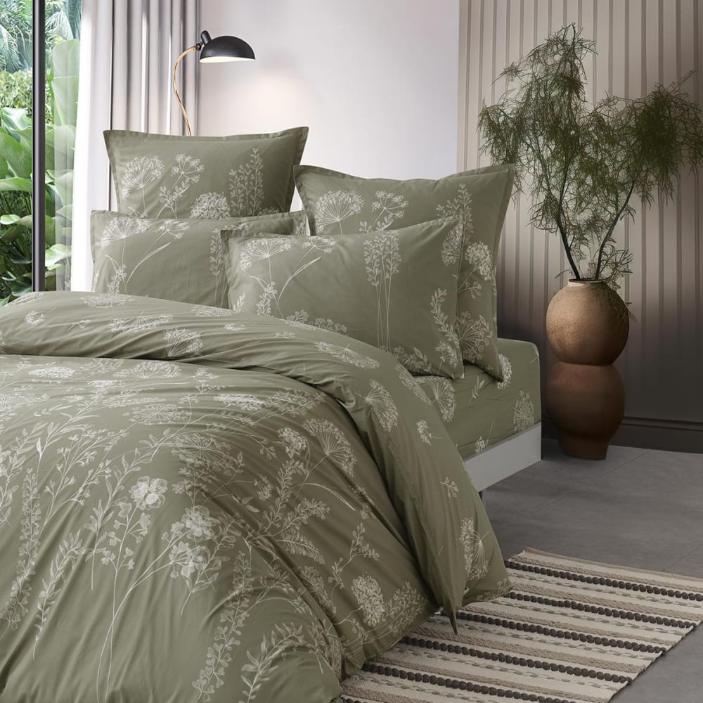 Hhousse de couette en percale de coton sauge 260x240 cm