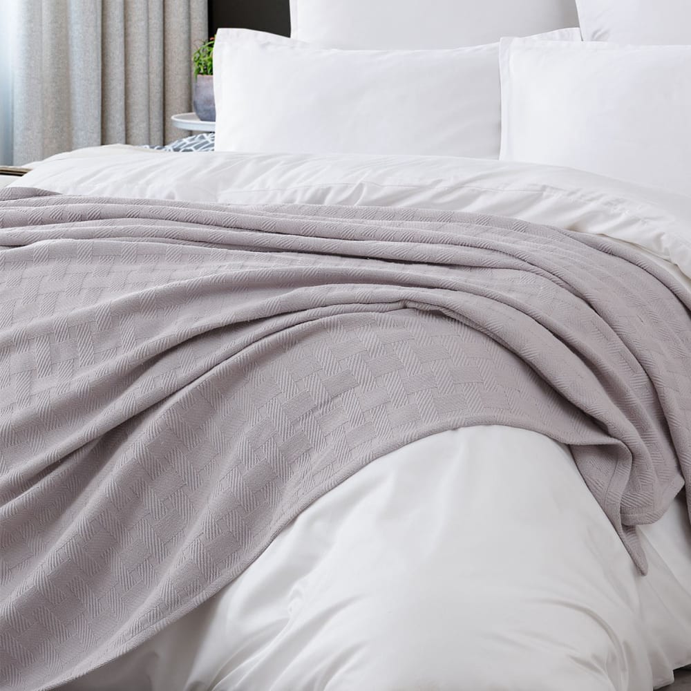 Couvre lit en coton doux  gris cendré 240x260 cm