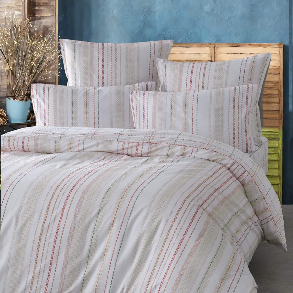 Parure en percale de coton + 2 taies rectangles Blanc 260x240 cm