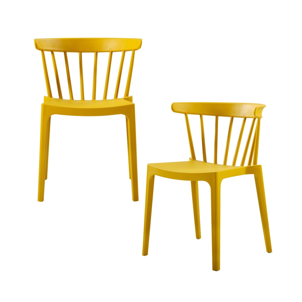 Lot de 2 chaises de jardin en plastique jaune ocre
