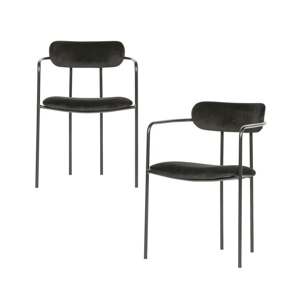 Lot de 2 chaises de table en velours noir