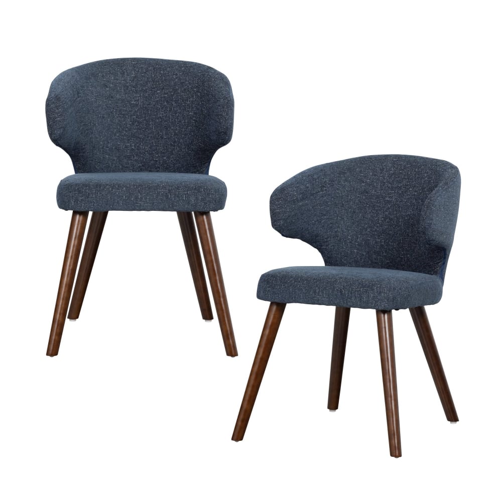 Lot de 2 chaises de salle à manger en tissu mélangé bleu Lot de 2 chaises de salle à manger en tissu mélangé bleu