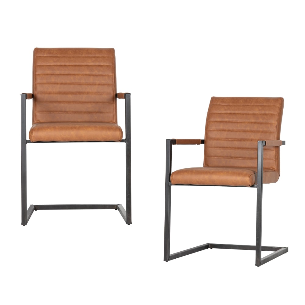 Lot 2 chaises table - cognac