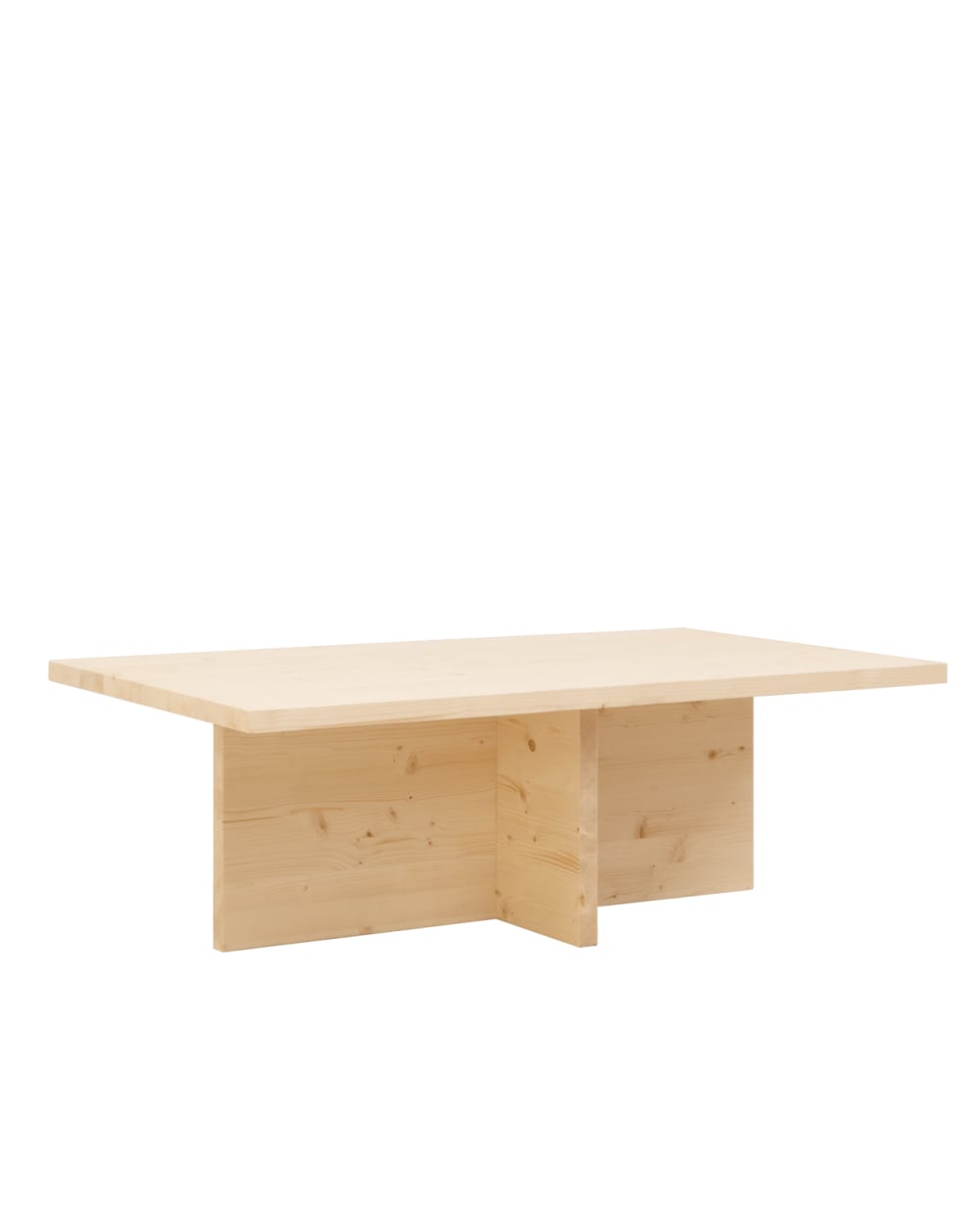 Table basse en bois de sapin beige 120x40cm