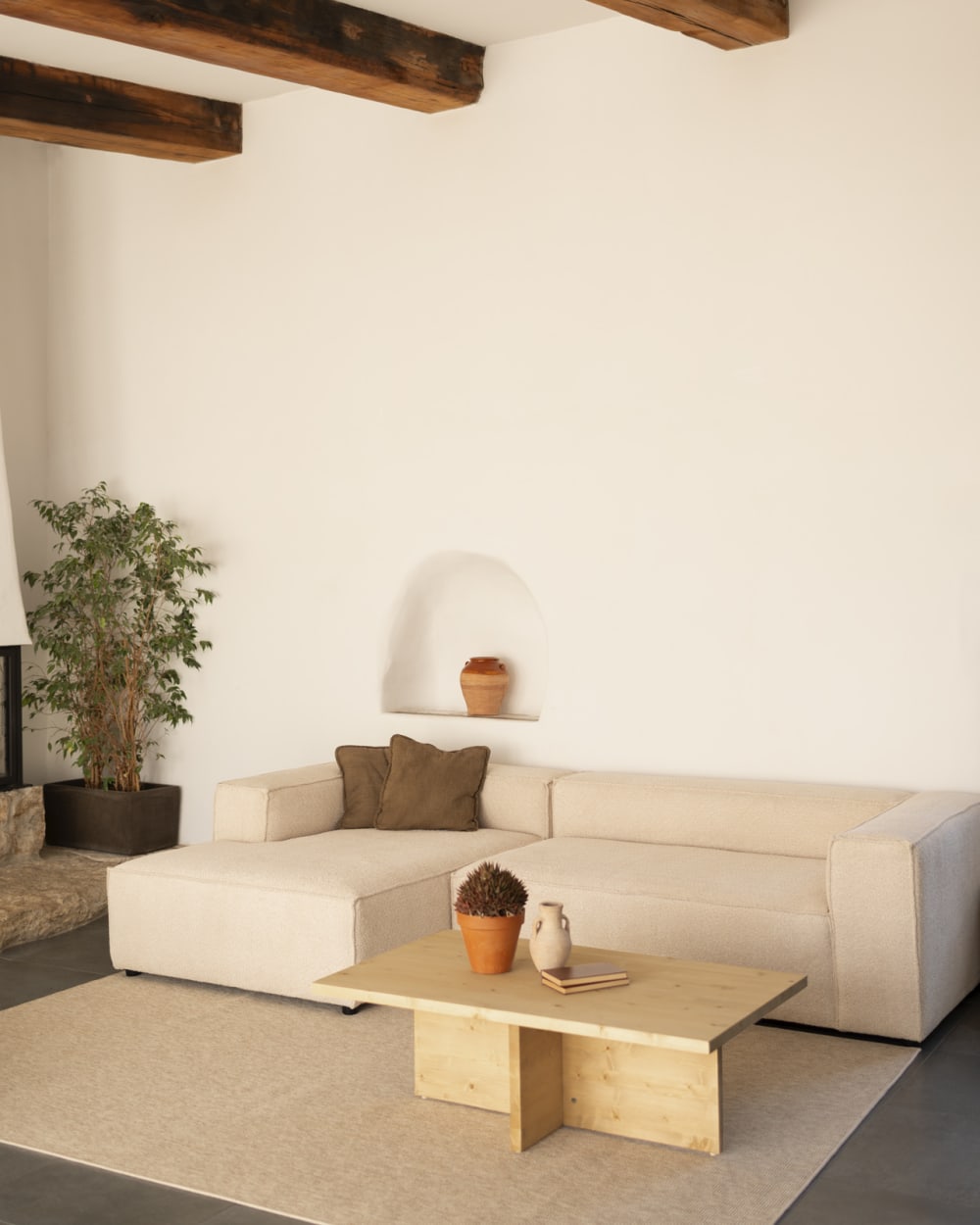 Table basse en bois de sapin marron clair 120x40cm - Maisons du Monde