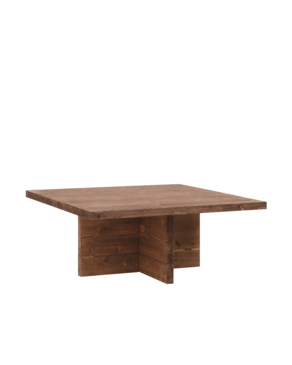 Table basse carrée en bois de sapin marron foncé 80x33,22cm