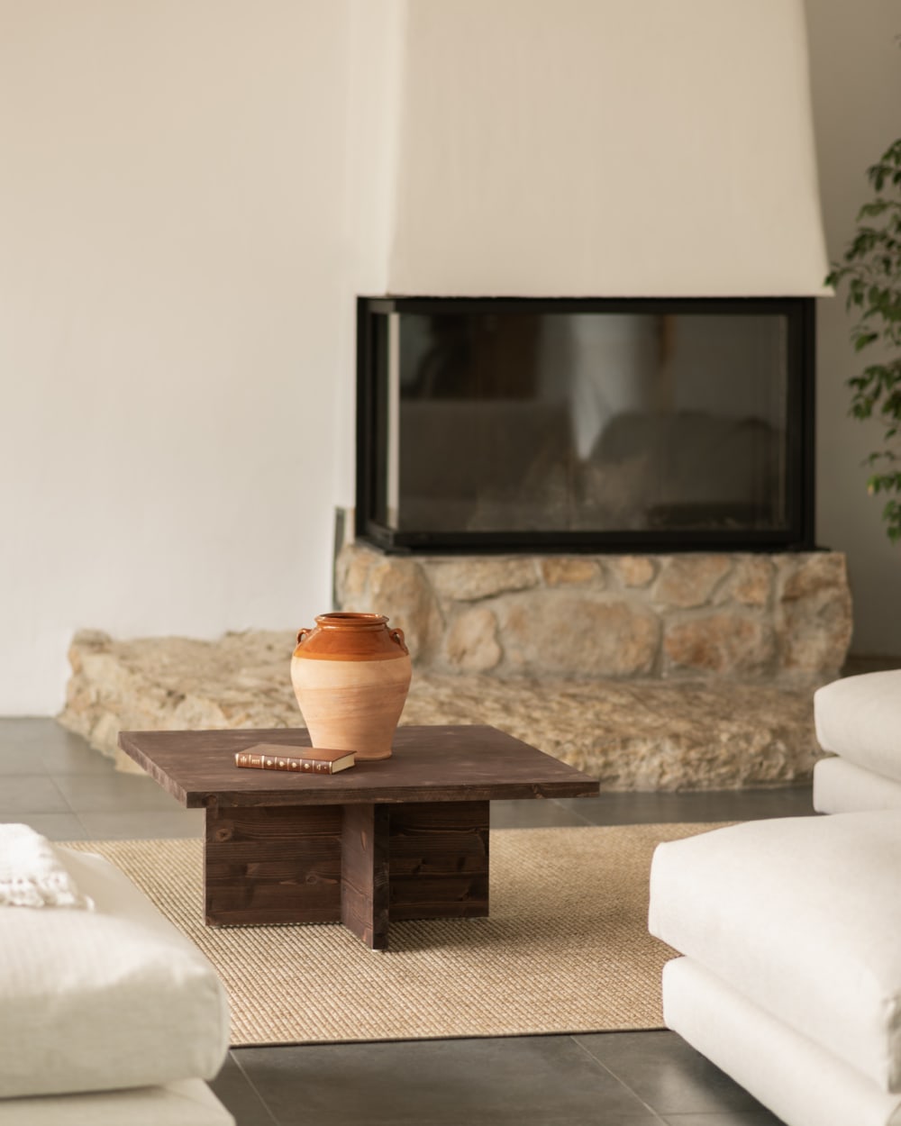 Table basse carrée en bois de sapin marron foncé 80x33,22cm - Maisons du Monde