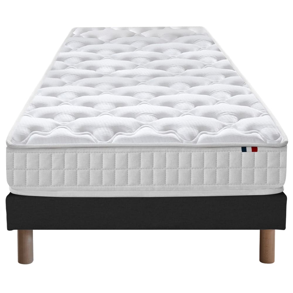 Ensemble matelas ressorts sommier noir 90x190