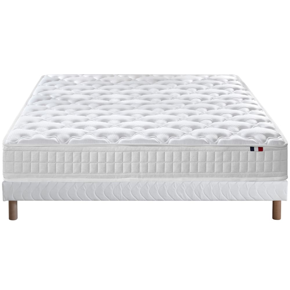 Pack matelas ressorts et sommier et couette et oreillers 140x190