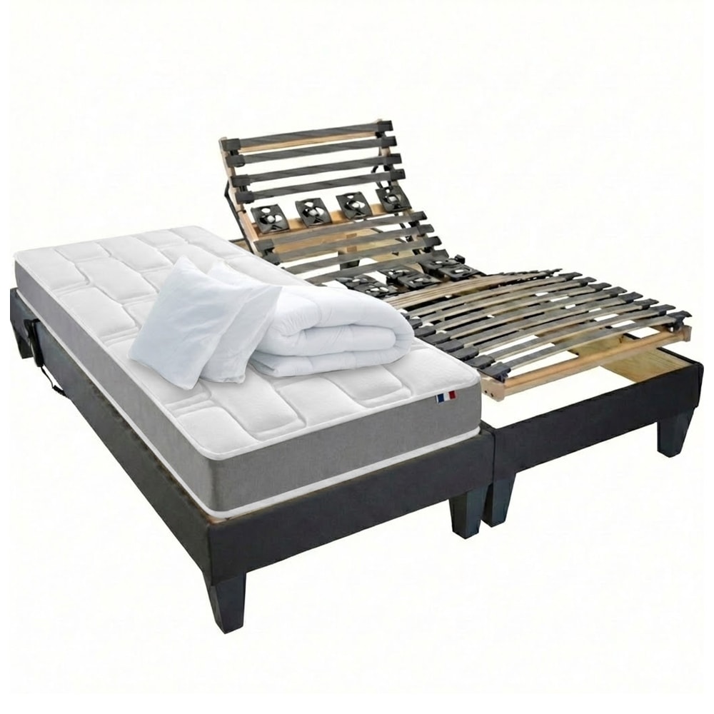 Sommier électrique matelas mémoire forme etcouetteetoreillers 2x90x200