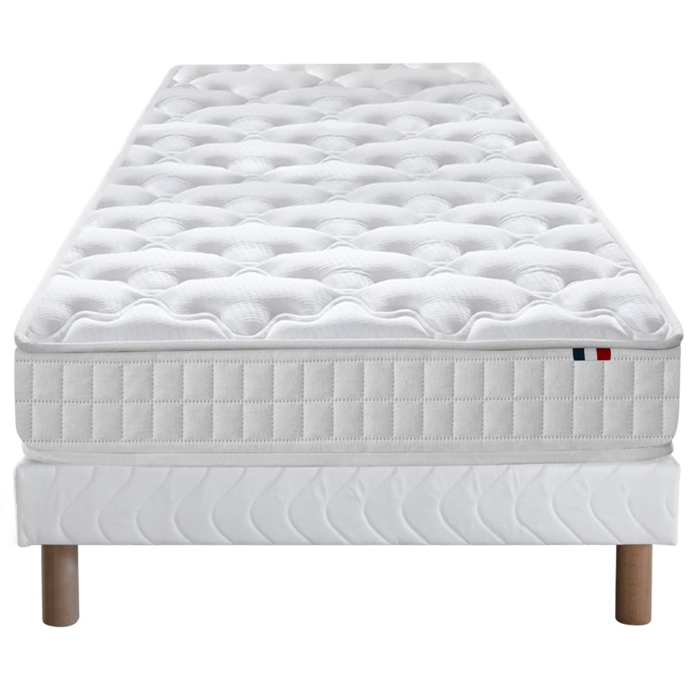 Pack matelas ressorts et sommier et couette et oreillers 90x190