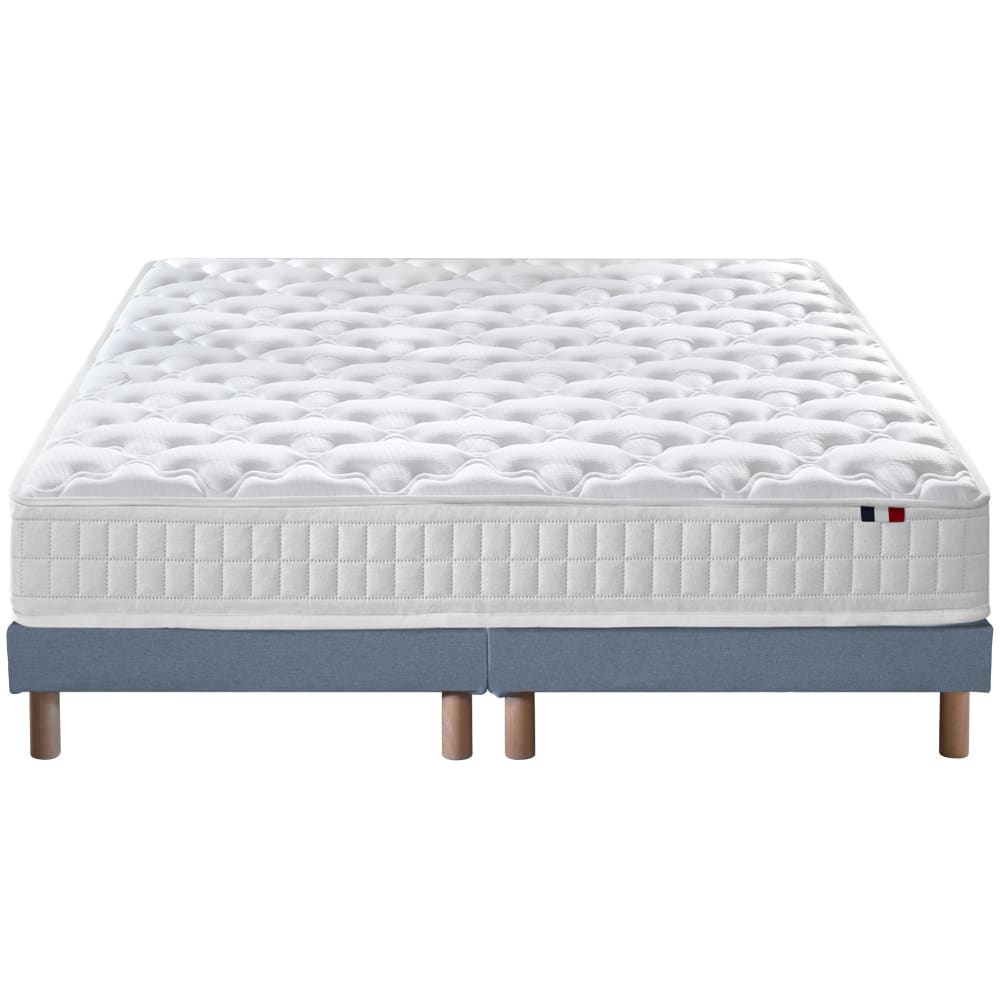 Pack matelas ressorts et sommier et couette et oreillers 2x80x200
