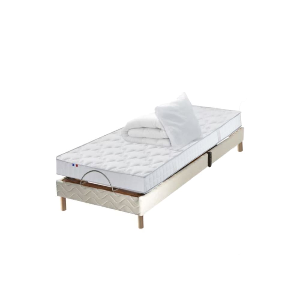 Sommier électrique matelas 100% latex 5 zones couette oreillers 90x190