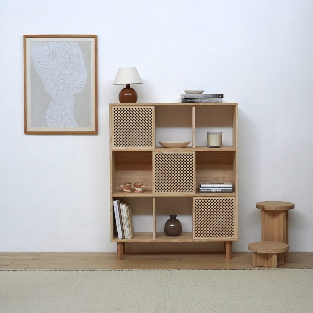 Petite bibliothèque en bois massif en bois naturel 98 cm Non verni