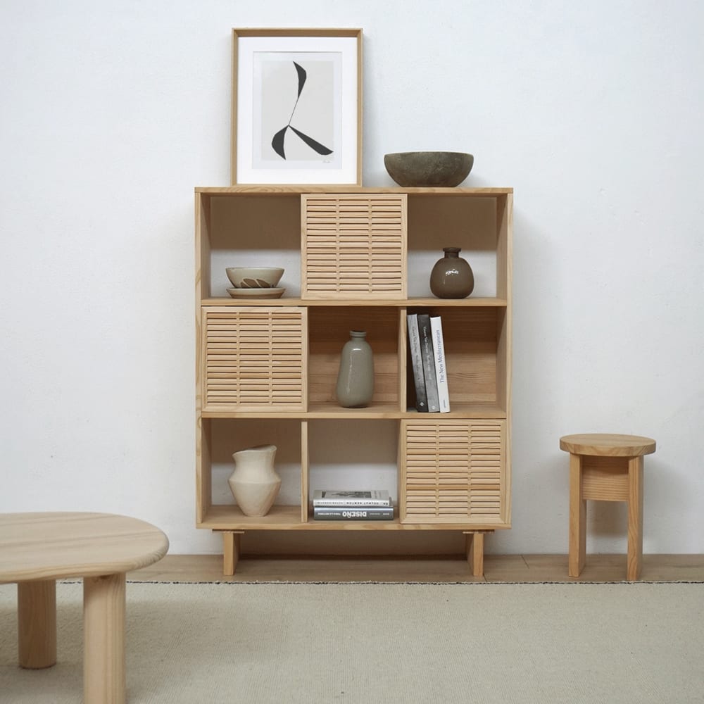 Petite bibliothèque en pin massif naturel 98 cm Non verni