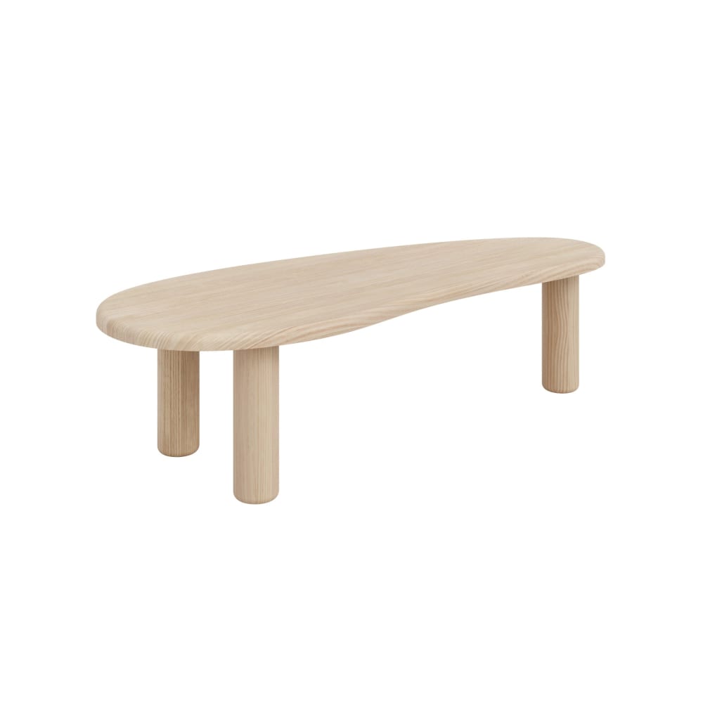 Table basse ovale en pin massif naturel 130 cm Verni
