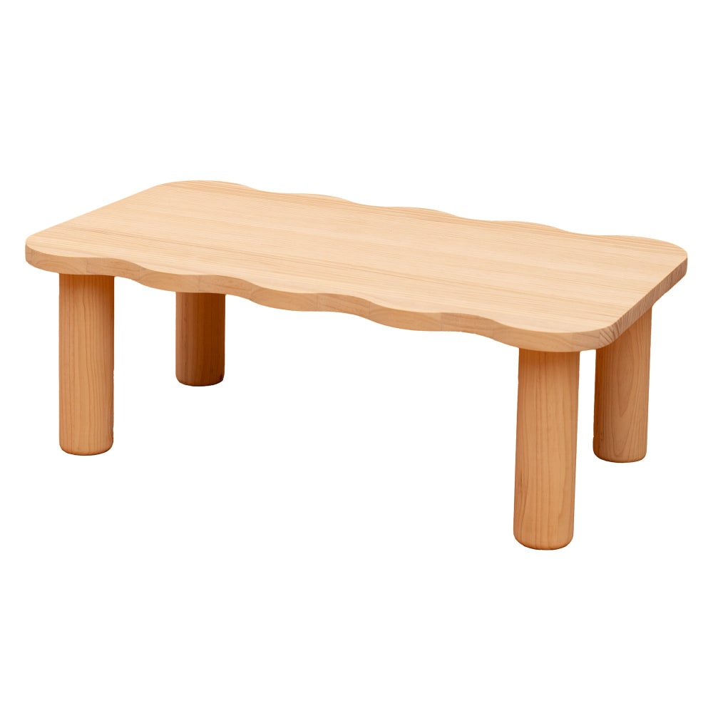 Table basse en pin massif naturel 100 cm Verni