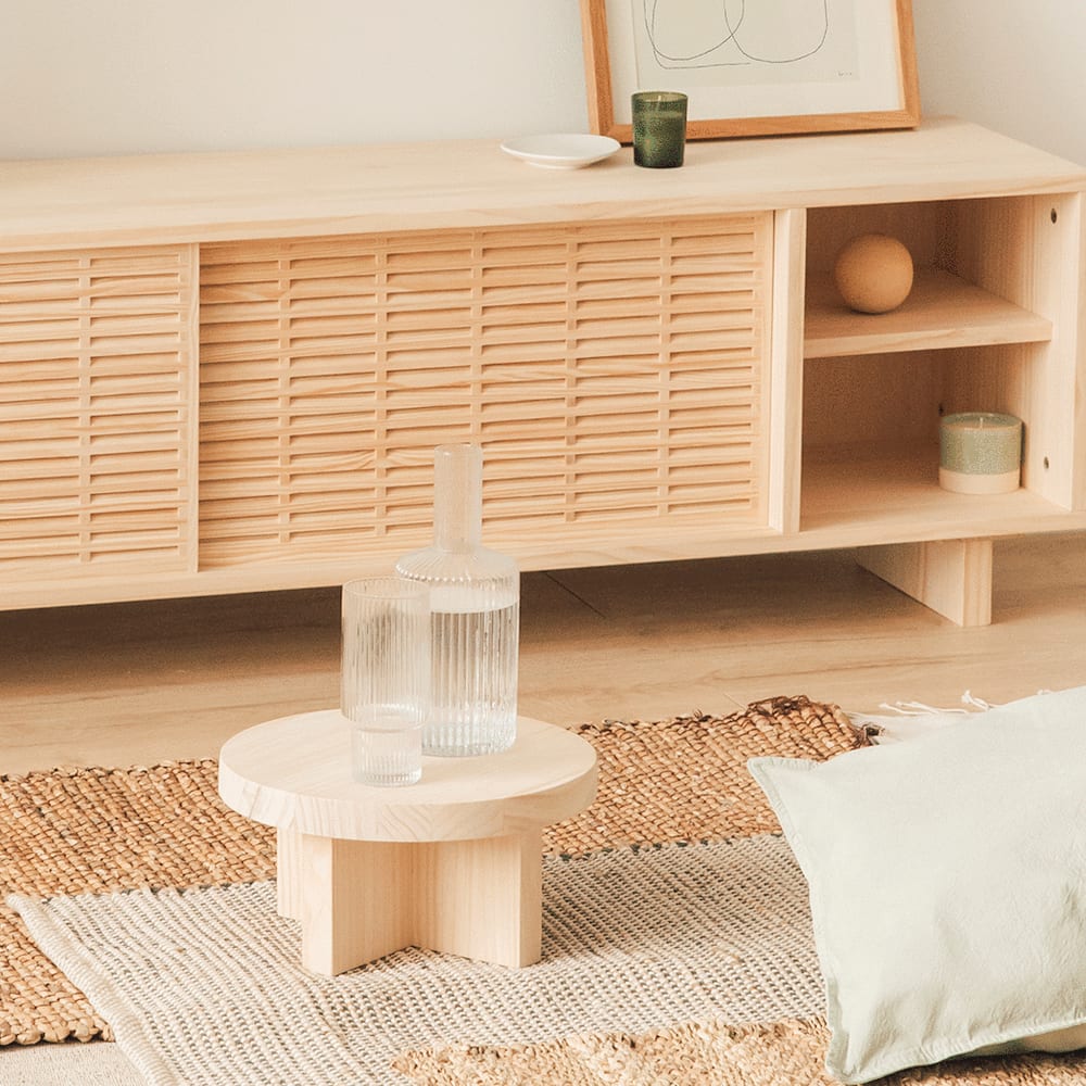 Petit tabouret en bois massif naturel 15 cm Non verni - Maisons du Monde